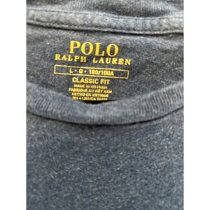 Polo T Shirt Men's Large Navy Blue Short Sleeve Neck Classic Fit White Logo Pony